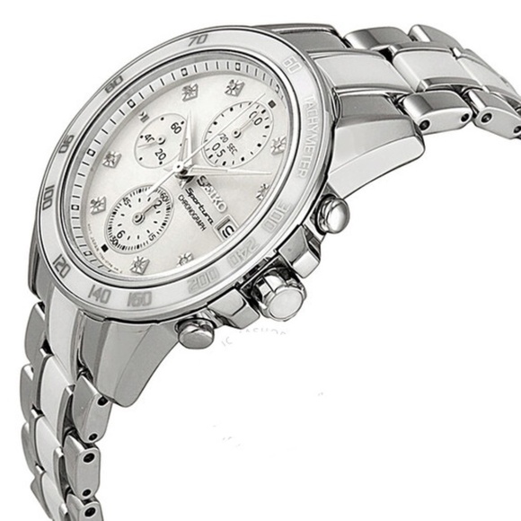 NEW! SEIKO Sportura MOP Dial Stainless Steel & White Ceramic Ladies Watch SNDX95 main image 6
